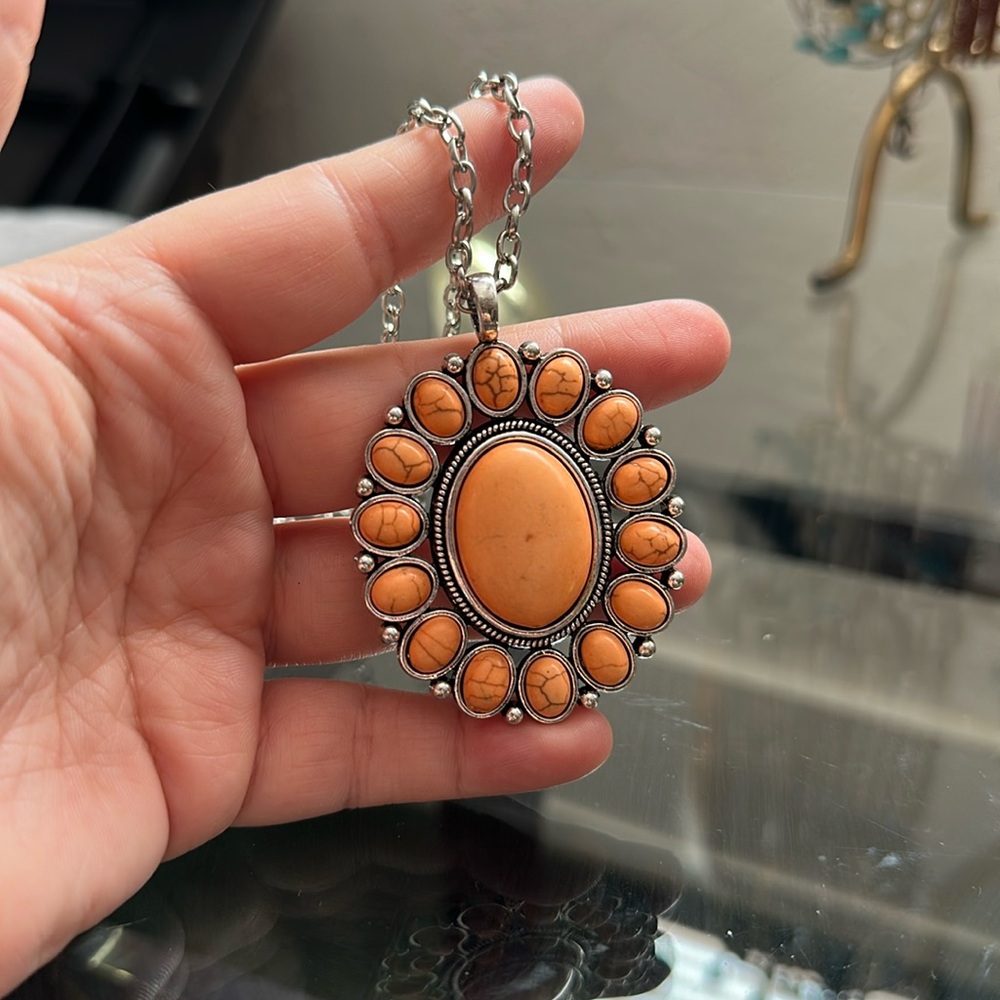Faux Orange Squash Blossom Necklace